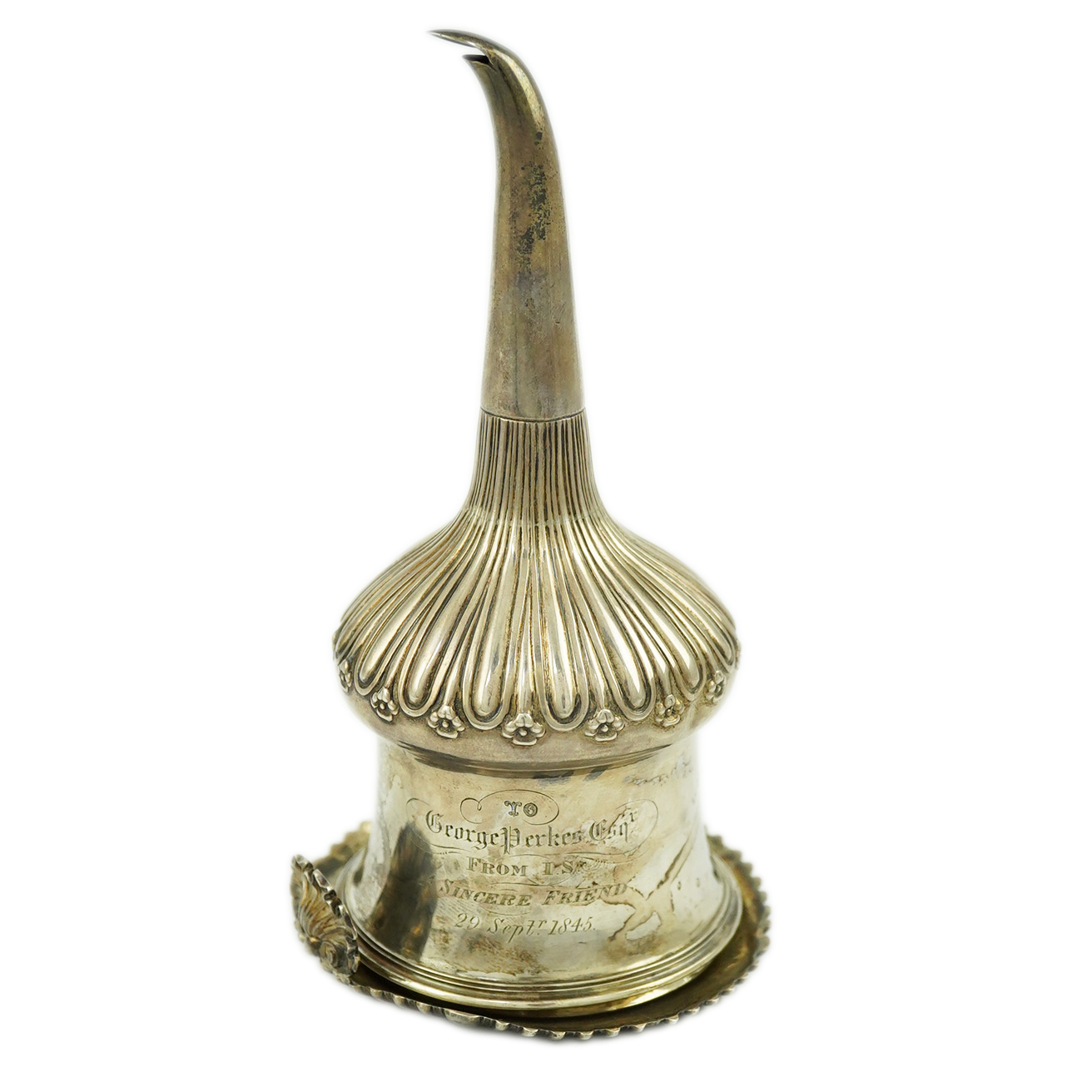 A William IV silver wine funnel, by The Barnards